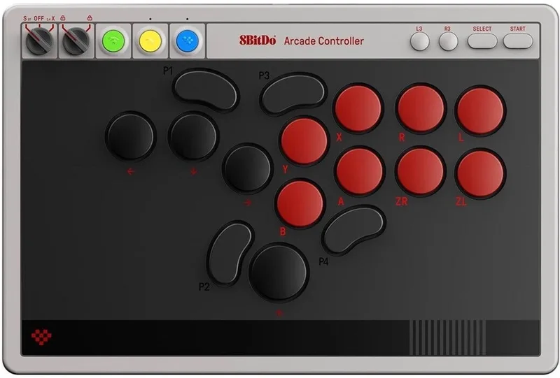 Arcade Controller NSW/PC - Bluetooth, RF, USB - Voor Nintendo Switch, Nintendo Switch 2 en PC - Zwart, Grijs by 8BitDo, Black, Grey – cover
