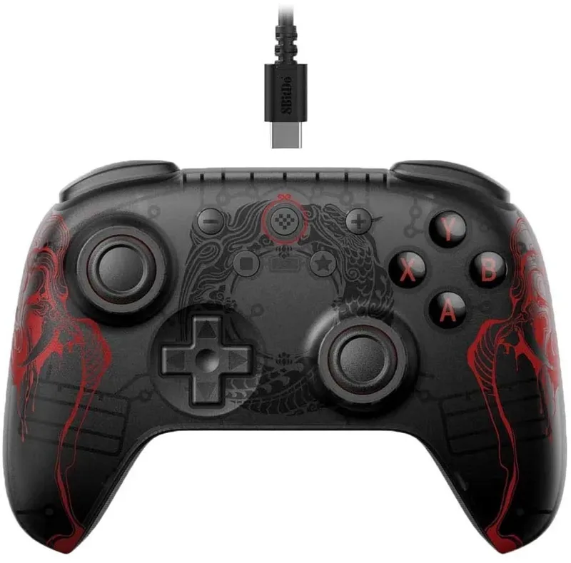 Ultimate 2C - Bedrade Controller - Black Myth: Wukong - Android/PC by 8BitDo, Black, Red – cover