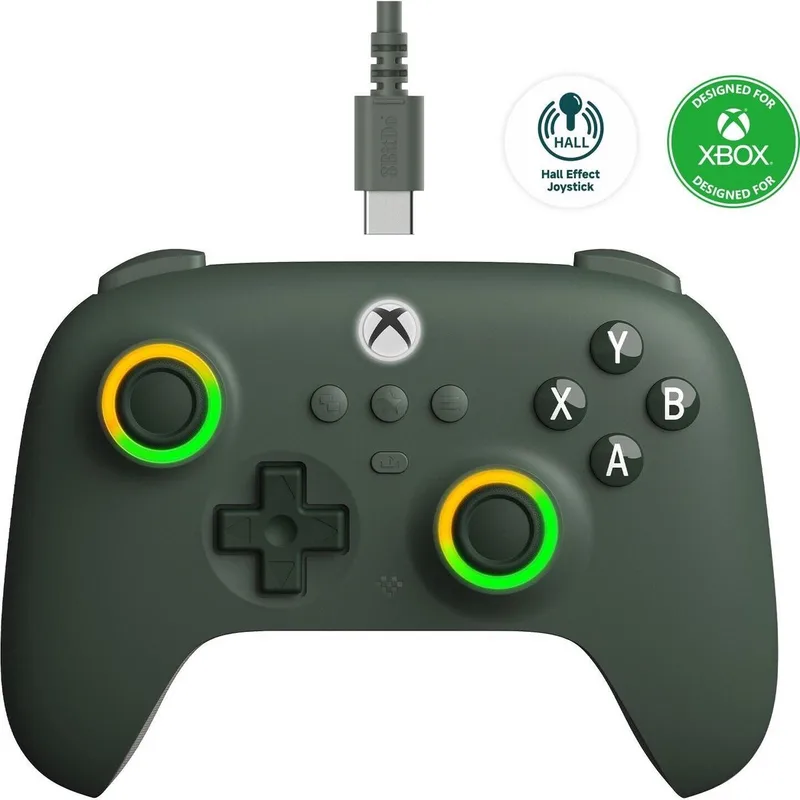 Ultimate C Dark Green - Controller Gamepad - Bedraad - Geschikt voor PC, Xbox One - Force Feedback van 8BitDo, Groen – cover