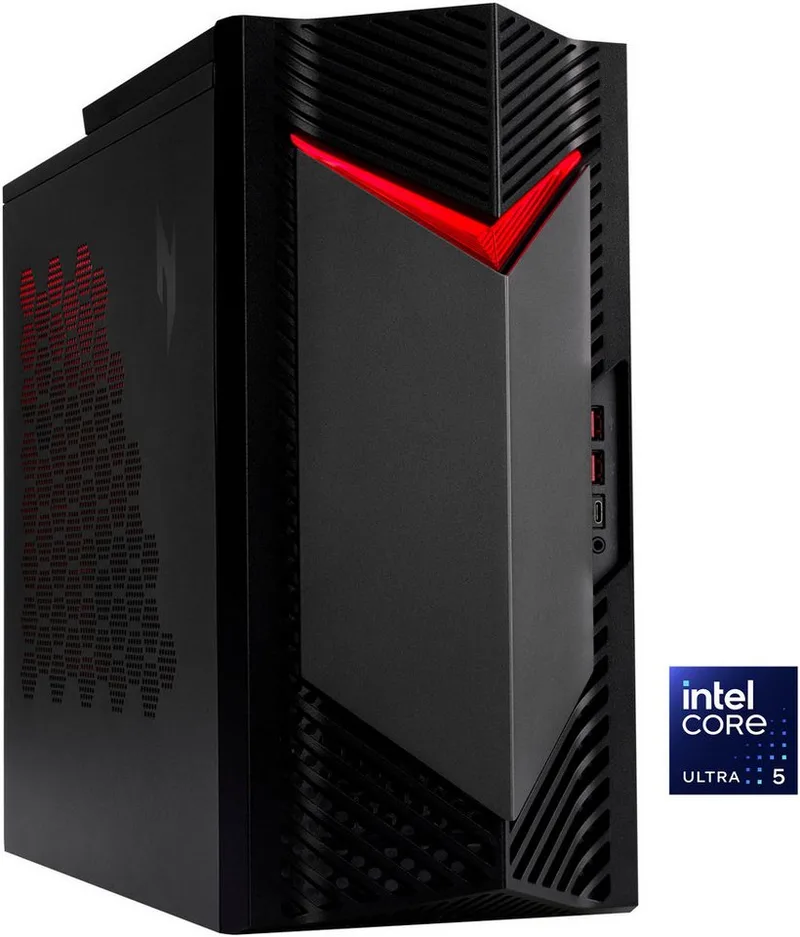 Nitro 50 (N50-660) Gaming-PC (Intel Core Ultra 5 225F, GeForce RTX 5060, 16 GB RAM, 512 GB SSD, Luftkühlung) van Acer, Zwart – cover