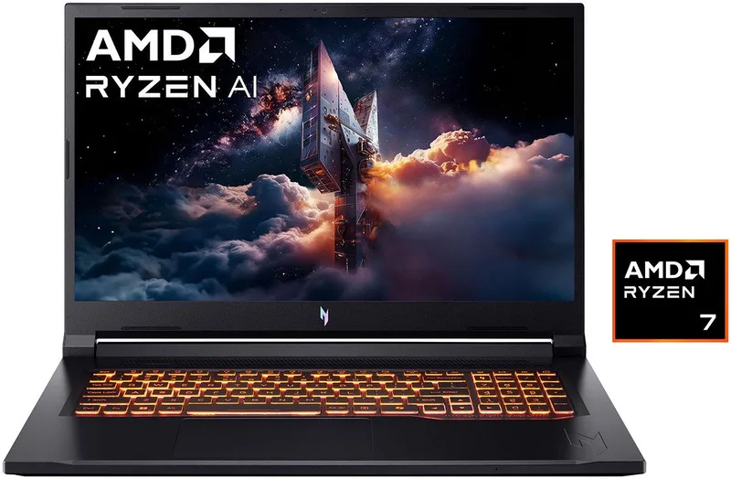 Nitro V ANV17-41 RTX 5050/5060/5070 Gaming-Notebook (43,94 cm/17,3 Zoll, AMD Ryzen 7 260, GeForce RTX 5060, 32 GB, 512 GB SSD) de Acer, Noir – jaquette
