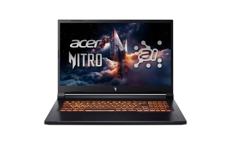 Nitro V17 Gaming Laptop Ryzen 7 RTX 5060 16GB 1TB SSD Windows 11 Gaming-Notebook (43,94 cm/17.3 Zoll, AMD Ryzen 7 260, Geforce RTX 5060, 16 GB, 1000 GB SSD, HDMI, USB 3.2, USB 4.0, RJ-45, MicroSD Kartenleser) de Acer, Noir – jaquette