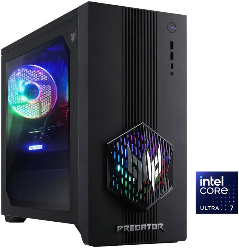 Orion 3000 (PO3-665) Gaming-PC (Intel Core Ultra 7 265F, GeForce RTX 5060, 32 GB RAM, 1024 GB SSD) de Acer, Noir – jaquette