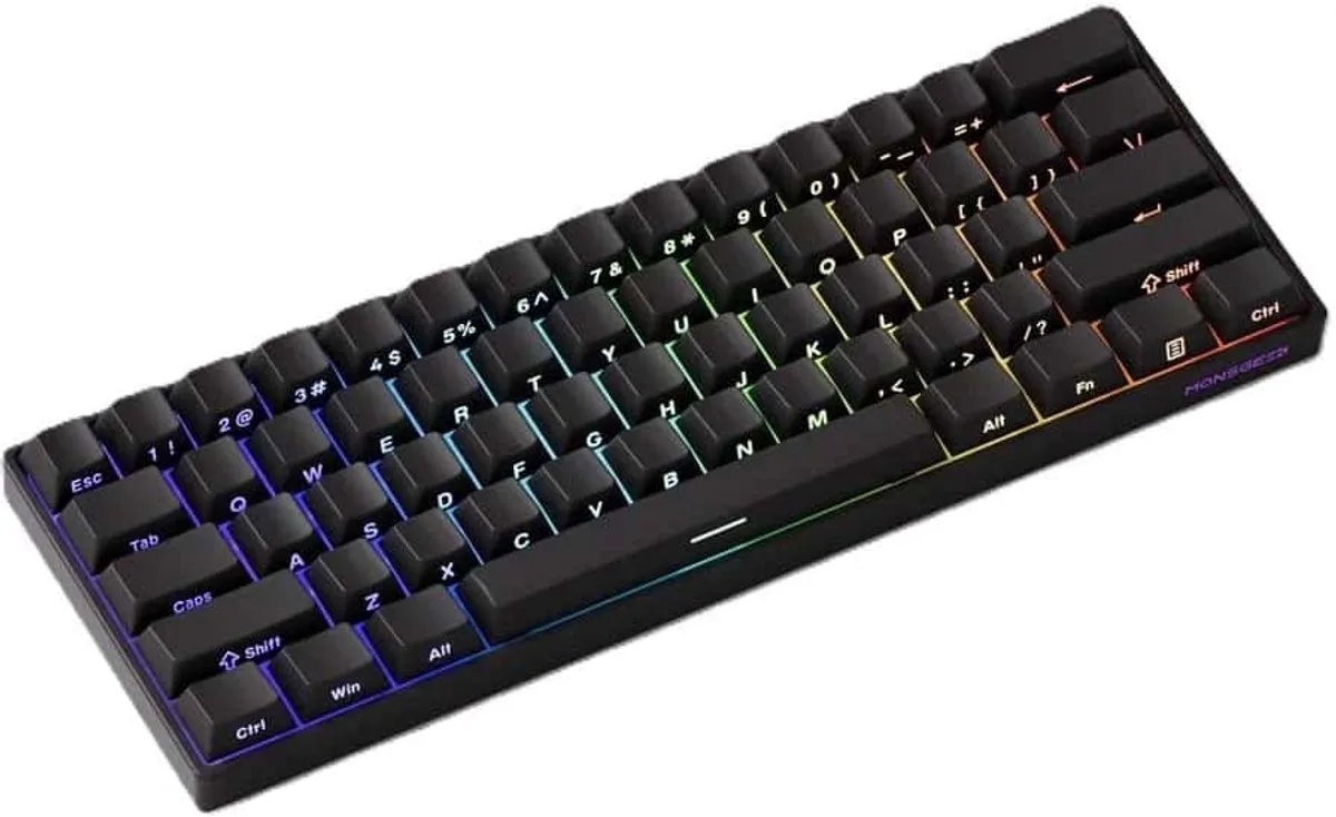 MONSGEEK FUN60 Max Shine-Through – Hall Effect Magnetische Switch – 8K Hz ARGB – Hot-Swappable Draadloos Mechanisch Gaming Toetsenbord by AKKO, Black – cover