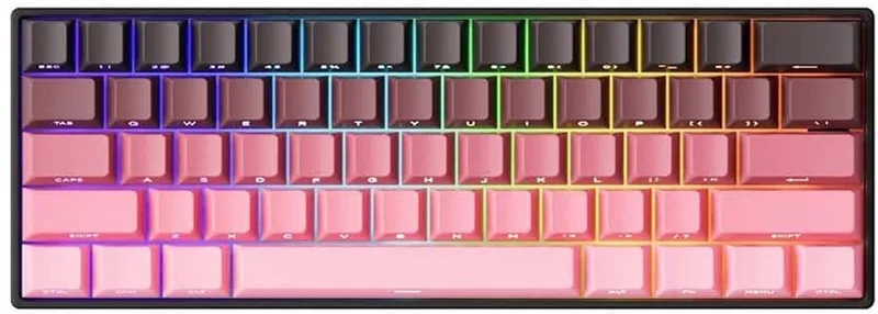 MONSGEEK FUN60 Max Shine - Through - Pink Gradient Hall Effect Magnetische Switch 8K Hz ARGB Draadloos Hotswap Mechanisch Gaming Toetsenbord van AKKO, Zwart – cover