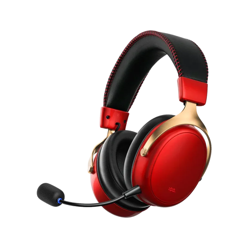 Verge S9 Master Gaming Headset de AKKO, Crimson & Gold – jaquette