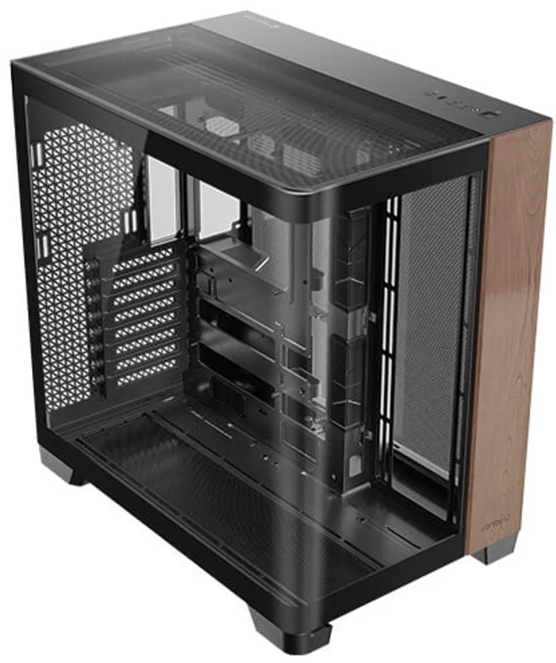 C8 Curve Wood Full Tower Zwart, Transparant, Hout de Antec, Noir, Transparent, Hout – jaquette