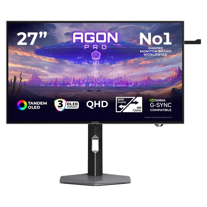 67,3 cm (26.5"") 2560 x 1440 Pixel AOC AGP277QKDC 16:9 Quad HD OLED 0,03 ms 720 Hz HDR DisplayPort HDMI USB-Hub Pivot Height VESA Speaker by AOC – cover