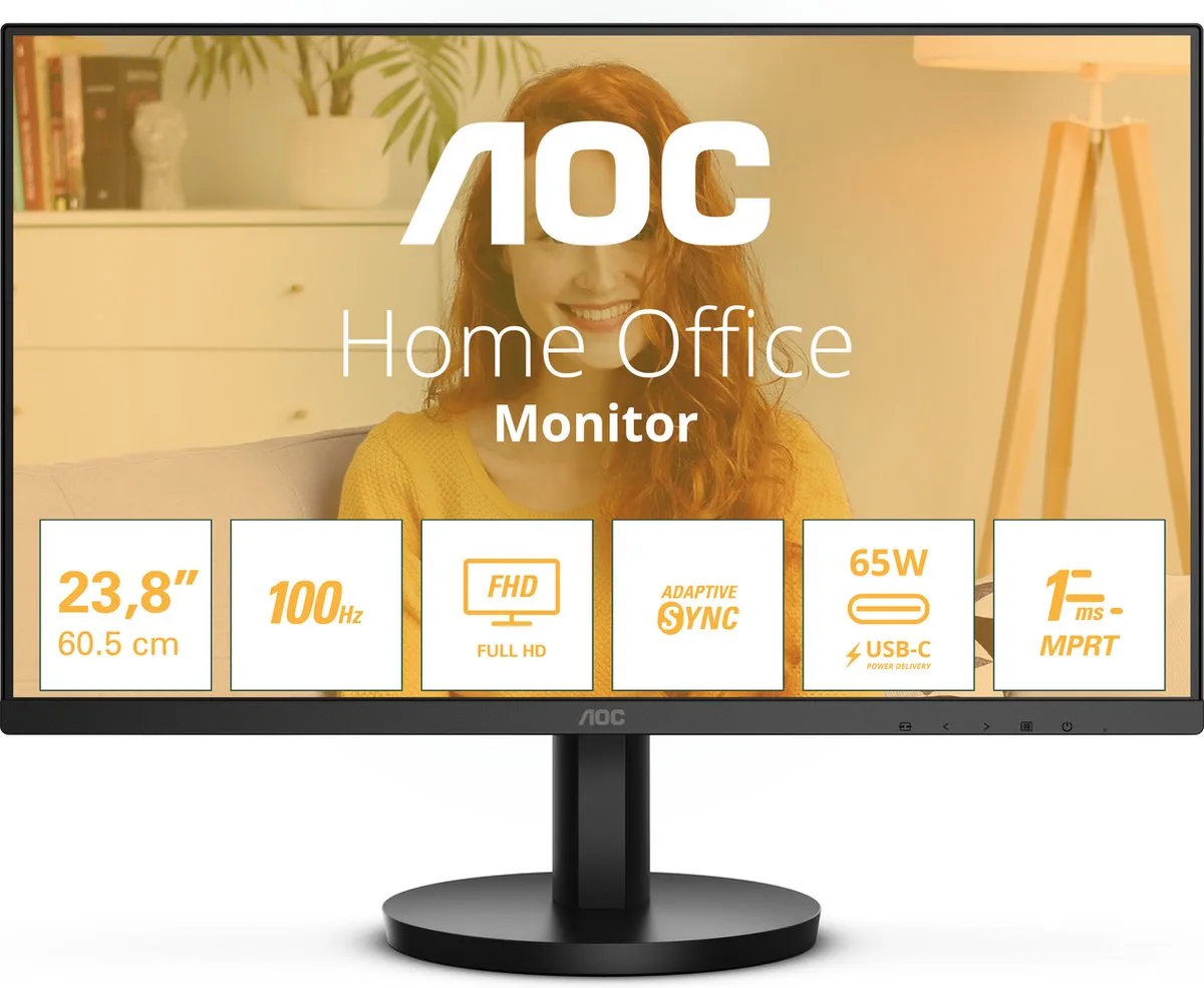 AOC 24B3CA2 - Full HD IPS Monitor - USB-C 65w - USB-hub - Speakers - 24 inch de AOC – jaquette