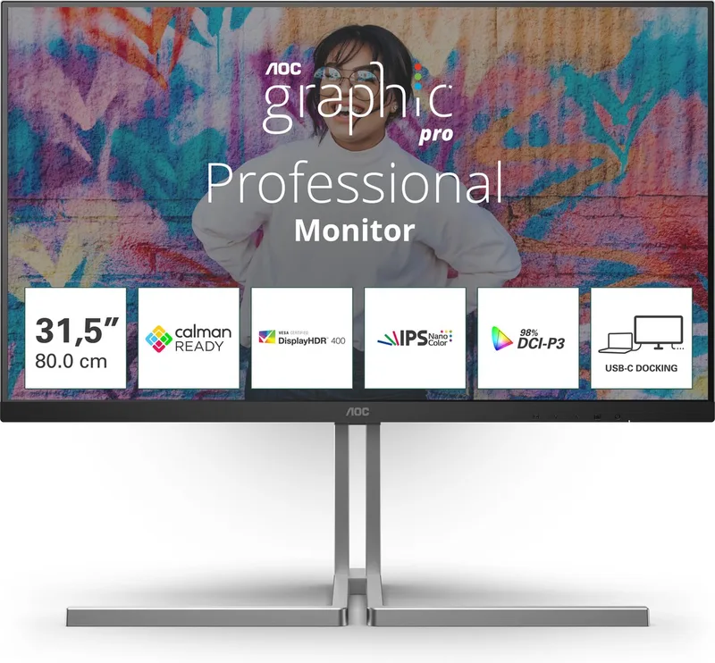 Aoc-Monitor Voor Laptop Pc 31,5 Inch Graphic Pro U32U3Cv Hdmi Dp Usb van AOC, Zwart – cover