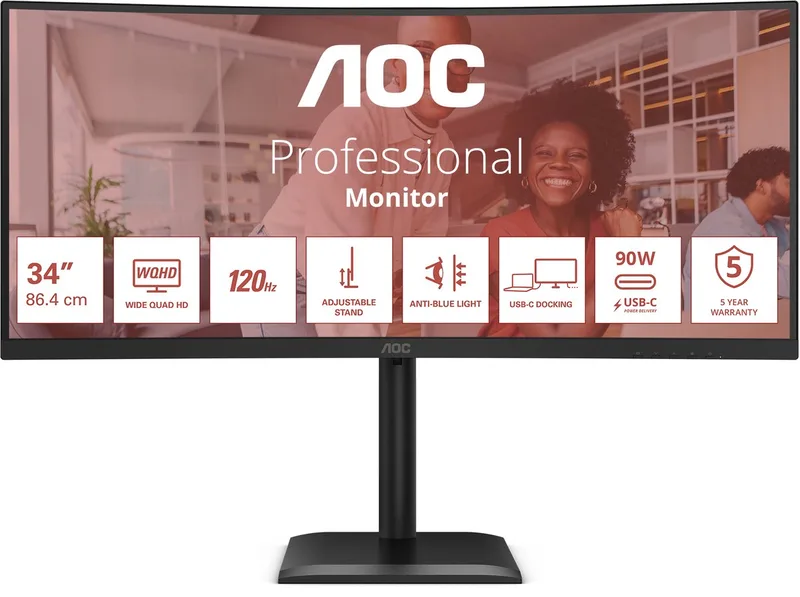 CU34E4C - Curved Ultrawide Business Monitor - USB-C 90w - 5 jaar Garantie - 34 inch van AOC – cover