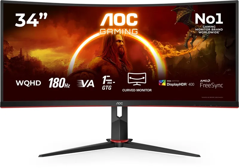 CU34G2XP - Curved Ultrawide Gaming Monitor - HDR400 - USB-hub - 180hz - 34 inch van AOC – cover
