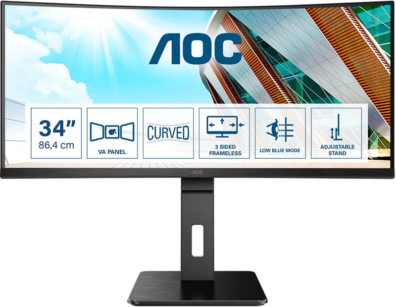 CU34P2A - QHD Curved Ultrawide Monitor - 34 Inch de AOC – jaquette