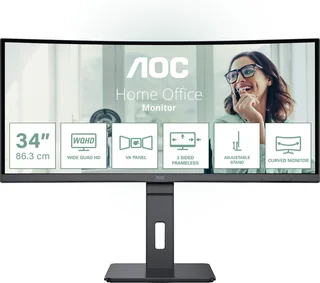 CU34P3CV - Ultrawide Curved QHD VA 100Hz Monitor - 34 Inch de AOC, Noir – jaquette 1 sur 2