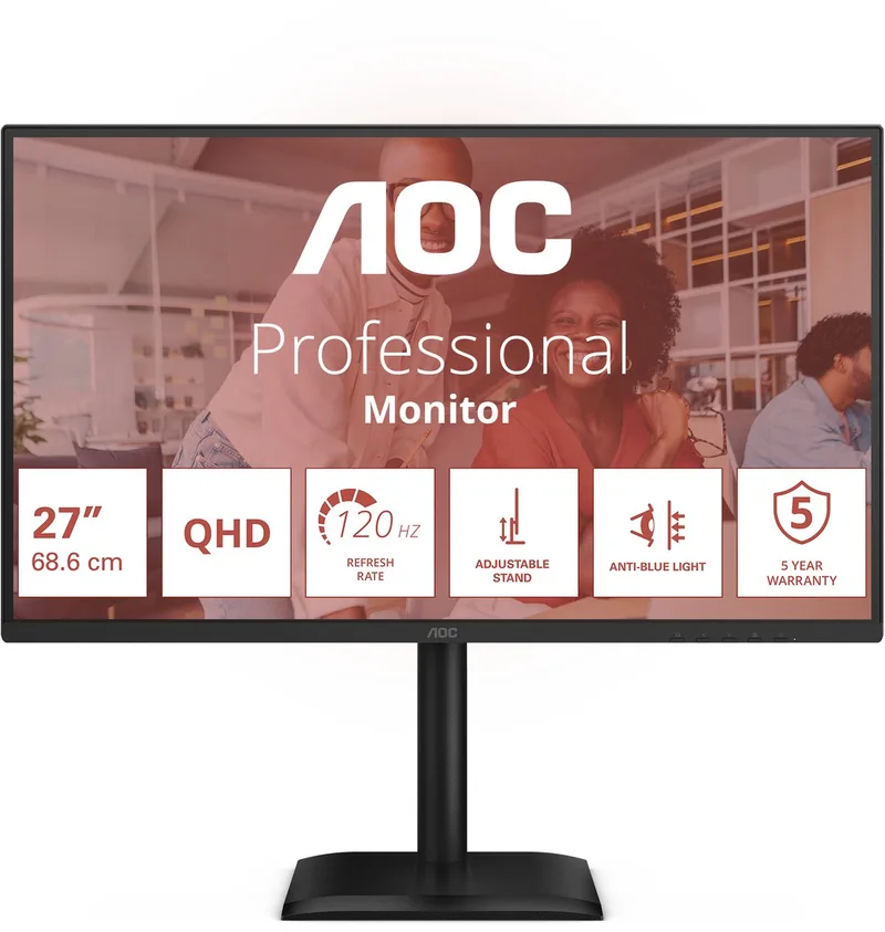 Monitor 27 Q27E4U Ips Qhd 120Hz Hdmi Dp Hub Voor Telewerken Met by AOC – cover