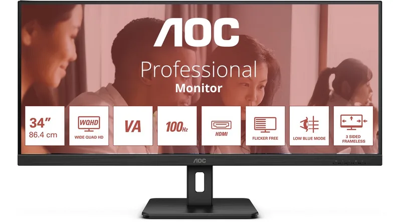 Monitor AOC U34E2M 34" VA Flicker free van AOC – cover