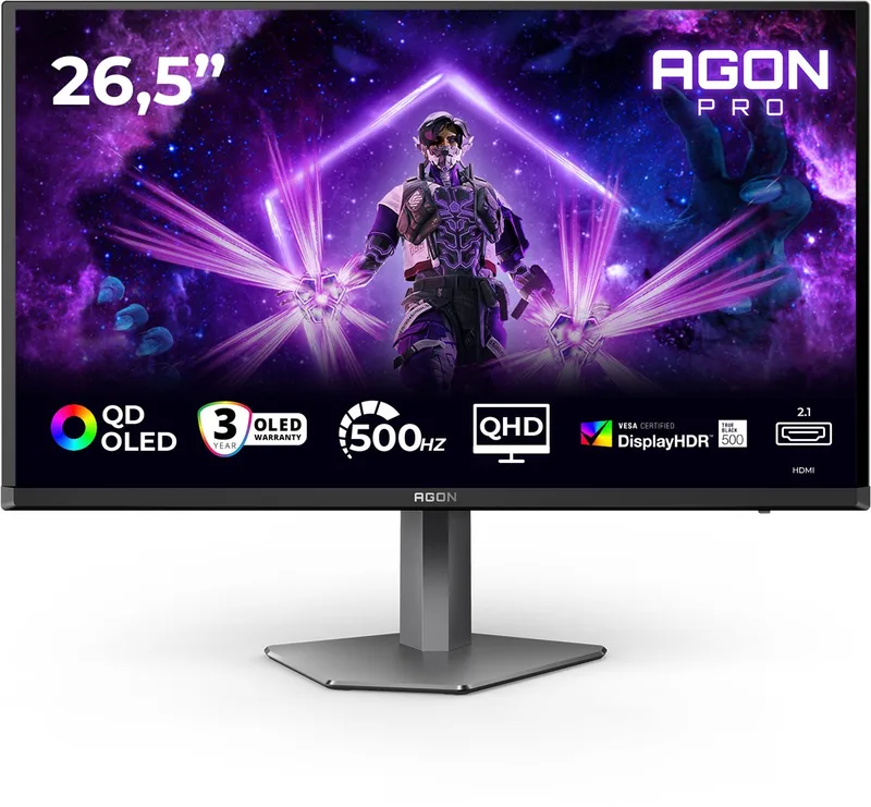 PRO AG276QKD2 - QHD QD-OLED Gaming Monitor - 500hz - HDR500 - HDMI 2.1 - DP 2.1 - 27 inch by AOC – cover