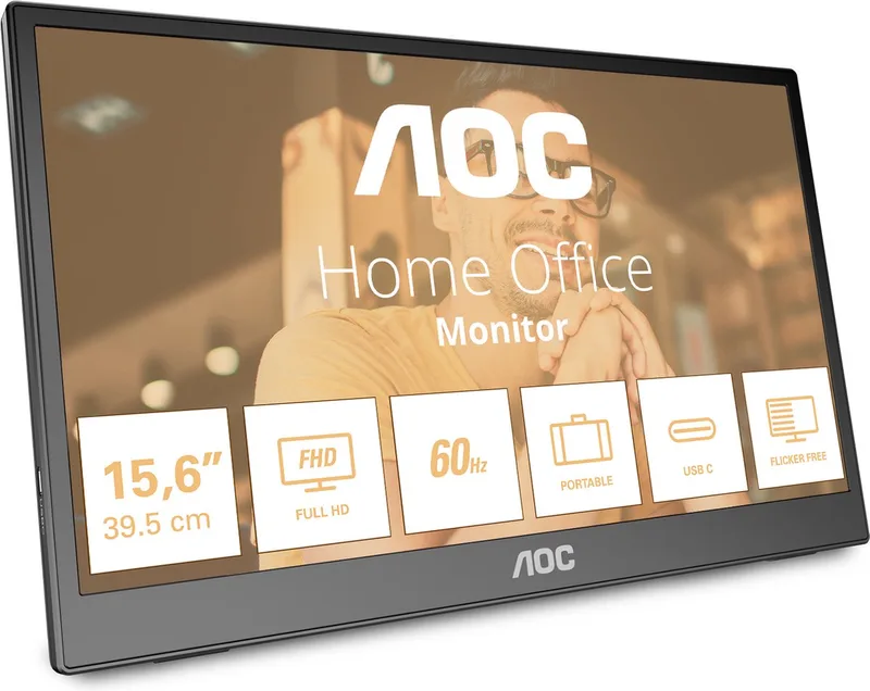 T2 16T3EA - Full HD Monitor - 60hz - 15.6 inch by AOC, Black – cover