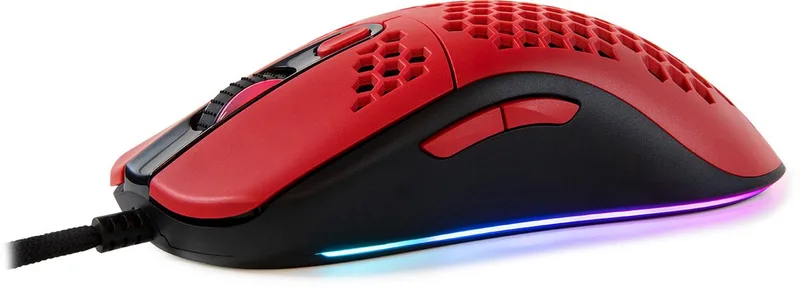 Favo Gaming Muis - Ultra Light 74 g - Honeycomb Design - USB van Arozzi, Rood – cover