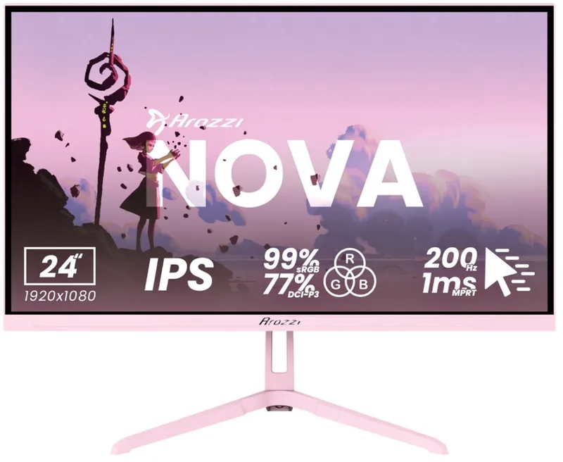 Nova 24" Gaming Monitor - Full HD IPS - 200Hz van Arozzi, Roze – cover