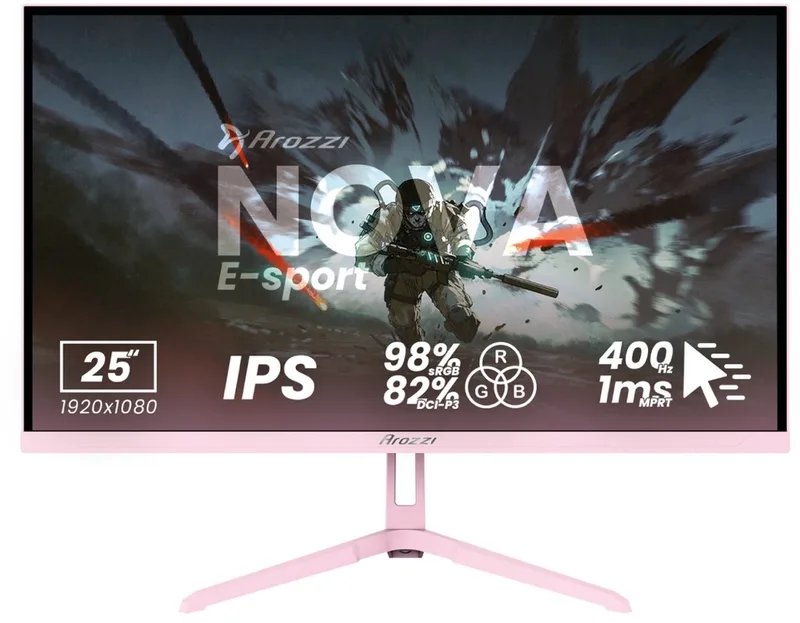 Nova 25" E-Sport Gaming Monitor - Full HD IPS - 400Hz by Arozzi, Pink – cover