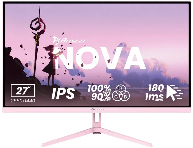 Nova 27" Gaming Monitor - QHD IPS - 180Hz de Arozzi, Rose – jaquette
