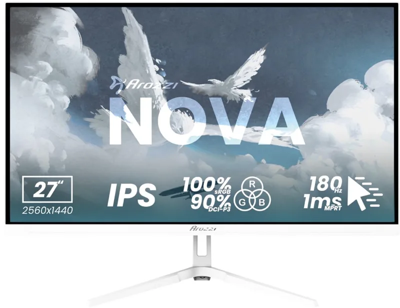 Nova 27" Gaming Monitor - QHD IPS - 180Hz de Arozzi, Blanc – jaquette