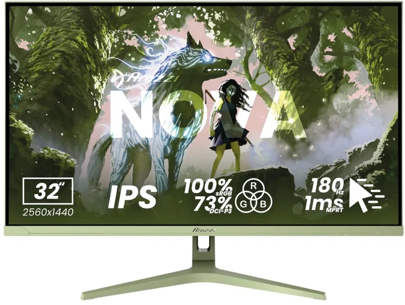 Nova 32" Gaming Monitor - QHD IPS - 180Hz - Bosgroen de Arozzi, Vert – jaquette