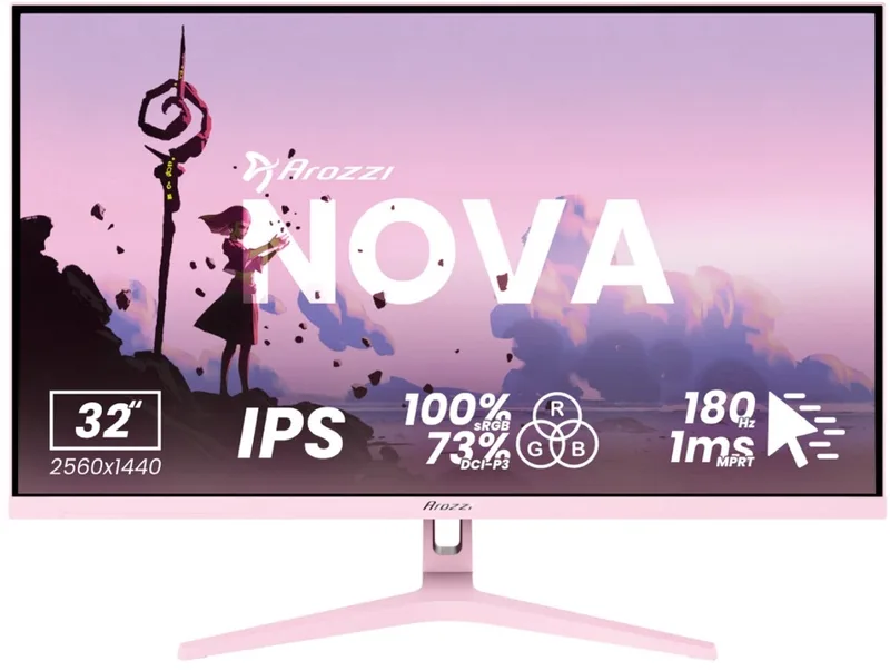 Nova 32" Gaming Monitor - QHD IPS - 180Hz de Arozzi, Rose – jaquette
