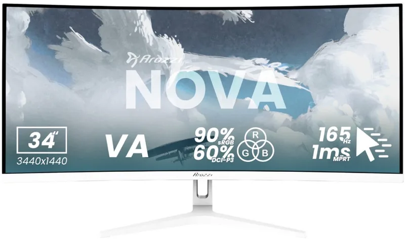 Nova 34" Gaming Monitor - Curved - UWQHD VA - 165Hz by Arozzi, White – cover
