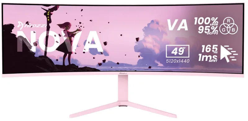 Nova 49" Gaming Monitor - Curved - DQHD VA - 165Hz - USB-C van Arozzi, Roze – cover