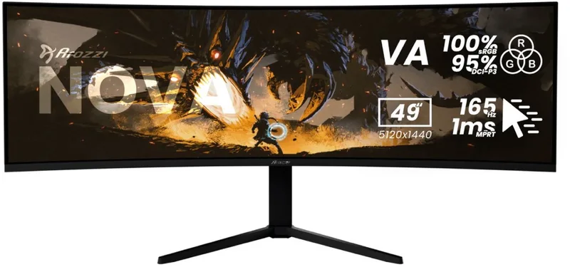 Nova 49" Gaming Monitor - Curved - DQHD VA - 165Hz - USB-C de Arozzi, Noir – jaquette