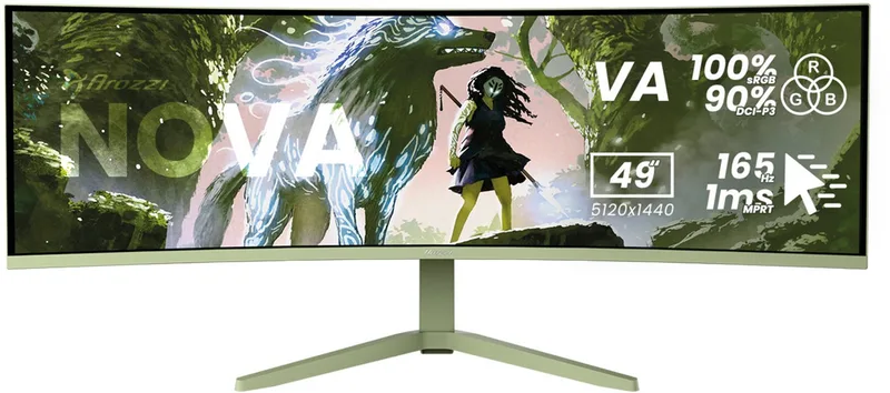 Nova 49" v2 Gaming Monitor - Curved - DQHD VA - 165Hz - USB-C - Bosgroen by Arozzi, Green – cover