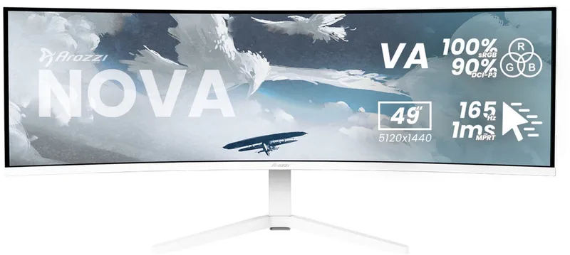Nova 49" v2 Gaming Monitor - Curved - DQHD VA - 165Hz - USB-C - White by Arozzi, White – cover