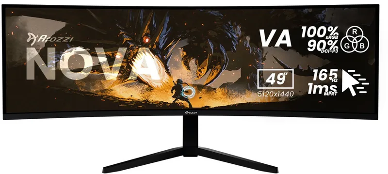 Nova 49" v2 Gaming Monitor - Curved - DQHD VA - 165Hz - USB-C by Arozzi, Black – cover