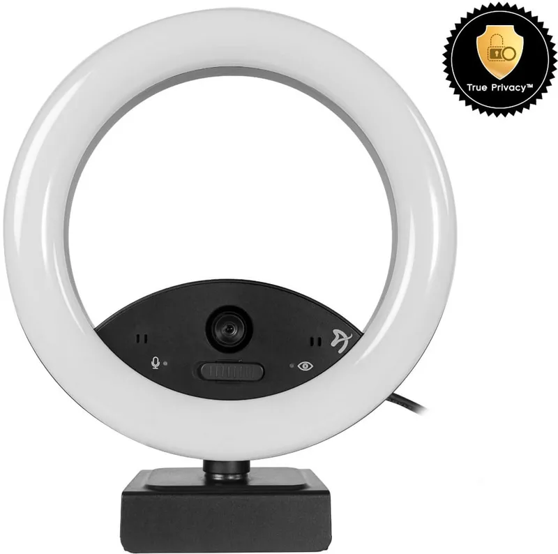 Occhio True Privacy™ Webcam met Ring Light - Cameracover & Hardware Mic Schakelaar van Arozzi, Zwart – cover