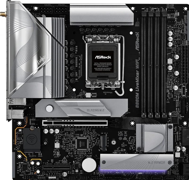 B860M LiveMixer WiFi ‑ Moederbord ‑ M-ATX - LGA 1851 ‑ Intel B860 chipset ‑ DDR5‑256 GB ‑ 2.5 Gb LAN & Wi‑Fi 6E ‑ 3× M.2 sleuven ‑ HDMI 2.1 & by ASRock – cover