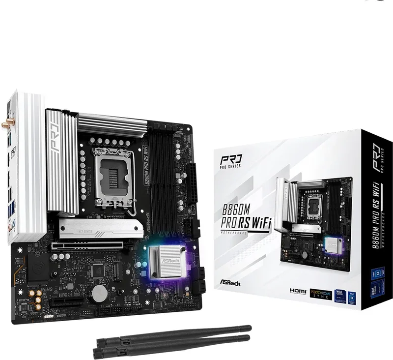 B860M Pro RS WiFi Intel B860 LGA 1851 (Socket V1) micro ATX de ASRock – jaquette