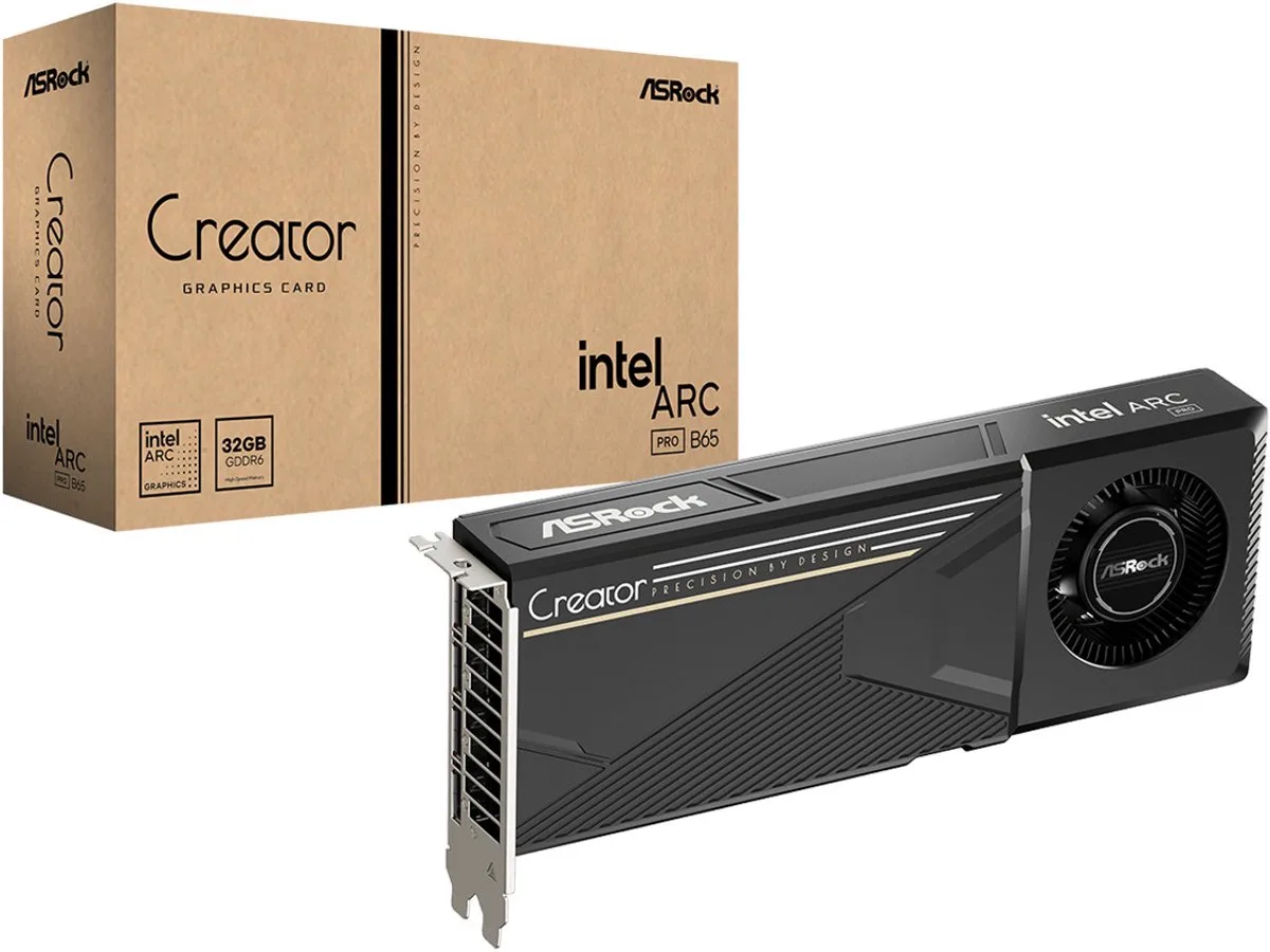 Intel Arc Pro B65 Creator 32GB GDDR6 fra ASRock, Sort – cover