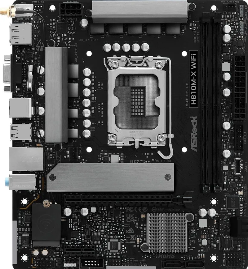 MB ASRock Intel 1851 H810M-X WiFi M-ATX 2xCU D5 6400+(OC) PCIe4.0 USB3.2 Gen1 WIFI5 van ASRock – cover