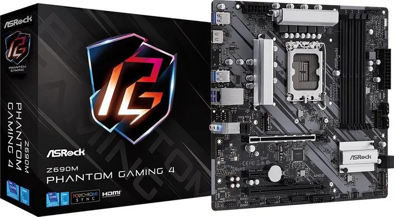 Z690M Phantom Gaming 4 Intel Z690 LGA 1700 micro ATX de ASRock – jaquette