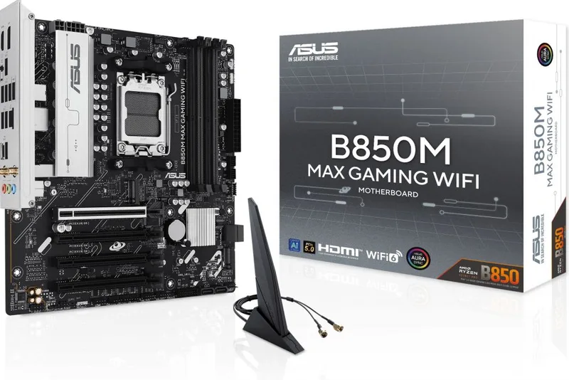 AMD B850 mATX motherboard DDR5 de ASUS – jaquette