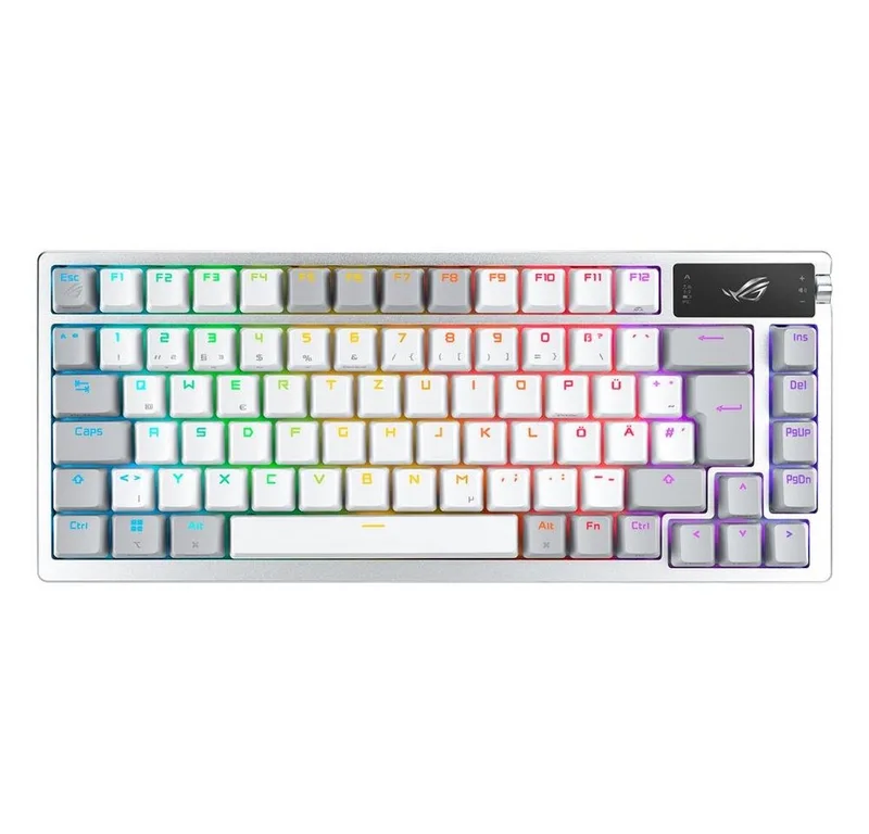 Azoth White Gaming-Tastatur (QWERTZ, RGB-LED, Mechanisch, USB, Bluetooth, Funk, ergonomisches Design) by ASUS, White, DE – cover