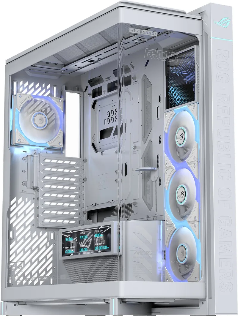 Cronox GR801 Curve TG ARGB - PC Behuizing - LCD Display - ARGB Verlichting by ASUS, White – cover