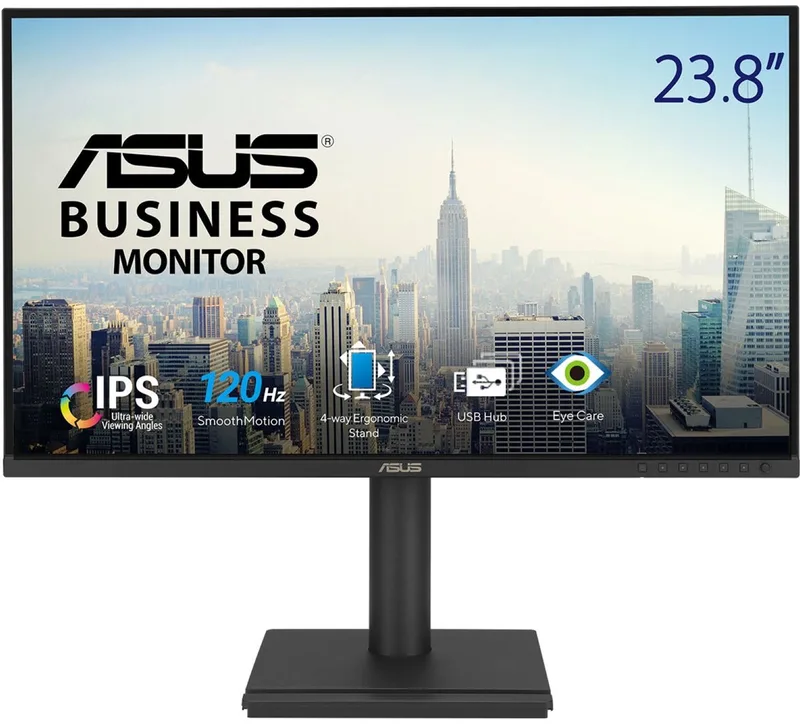 Lcd-Monitor Ips 23,8 Inch Voor Pc/Laptop, Fhd 120Hz, Hdmi, Dp, Vga, Hub, Audio van ASUS, Zwart – cover
