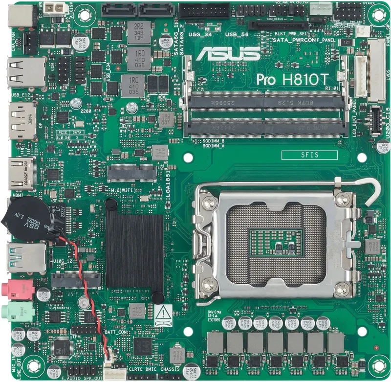 Pro H810T-CSM Intel H810 LGA 1851 (Socket V1) Thin Mini ITX van ASUS – cover