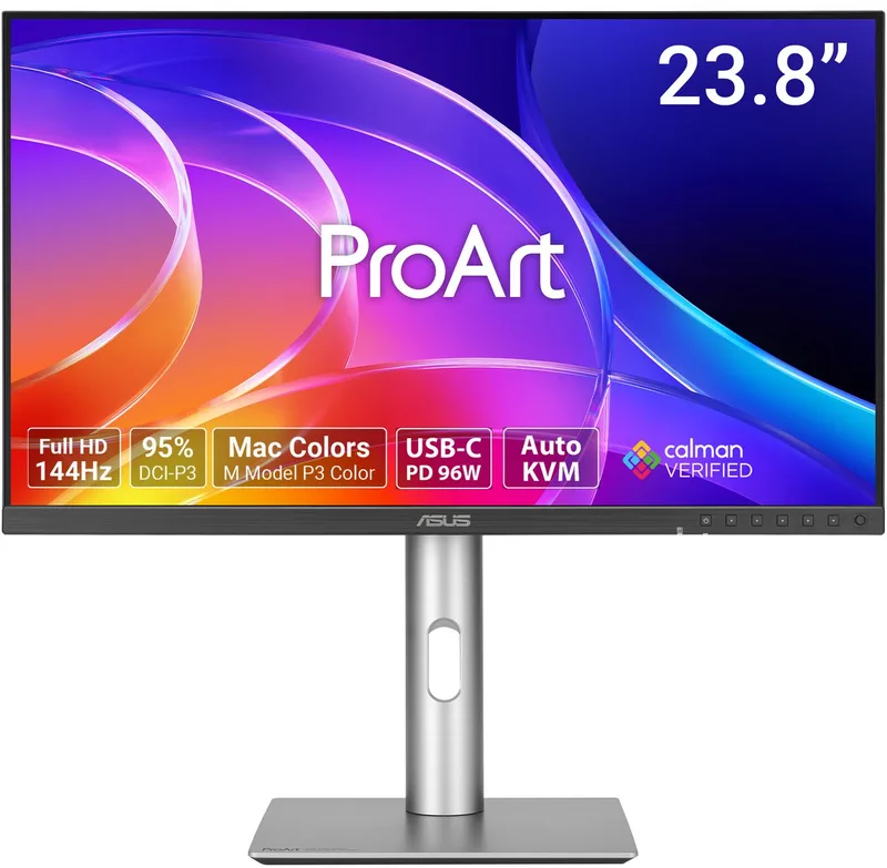ProArt Display PA249CGV - FHD Grafisch Design Monitor - 95% DCI-P3, kleurnauwkeurigheid ΔE < 2 - USB-C 96W - USB Hub - 144Hz - 24 Inch van ASUS, Zwart, Zilver – cover