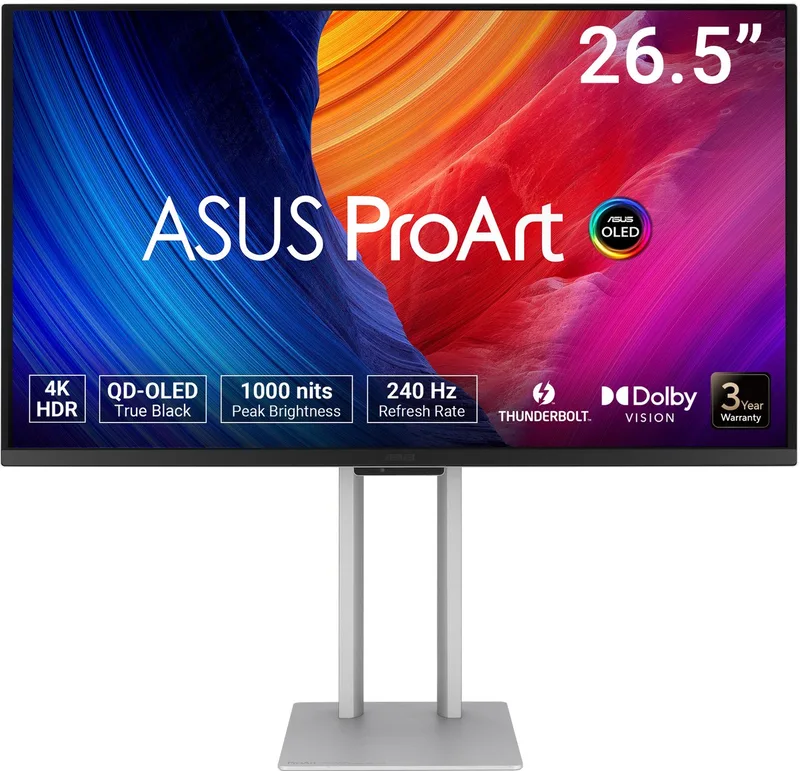 ProArt Display PA27UCDMR - 4K UHD Grafisch Design Monitor - USB C 96W - USB Hub - Thunderbolt 4 - kleurechtheid ΔE < 1 - 240hz - 0.1ms - 27 inch de ASUS, Argent – jaquette