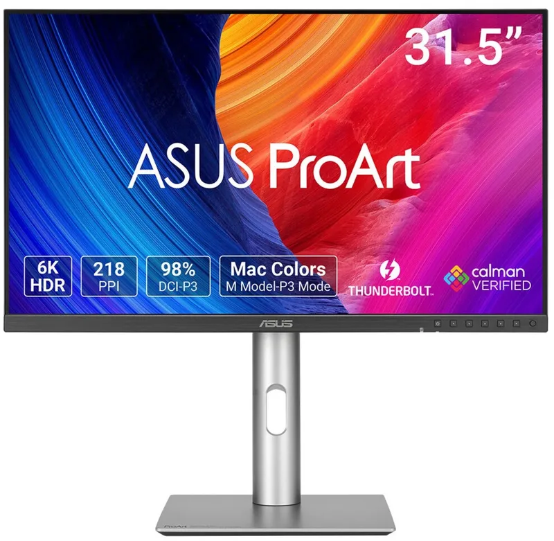 ProArt Display PA32QCV - 6K Grafisch Designer Monitor - USB C 96W - USB Hub - Thunderbolt 4 - kleurechtheid ?E < 2 - Calman Verified - 60hz - 5ms - 32 inch de ASUS, Argent – jaquette
