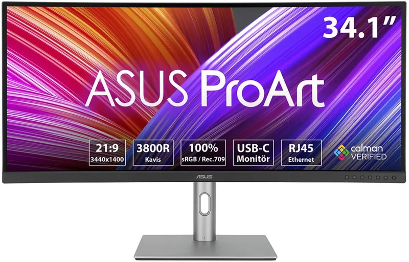 ProArt Display PA34VCNV - UWQHD Curved Professional Monitor - Delta E < 2 kleurnauwkeurigheid - Calman Gecertificeerd - USB-C 96W - 32 Inch de ASUS, Noir – jaquette